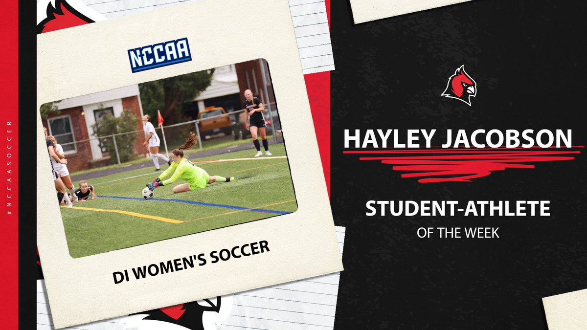 CUAACardinals's tweet photo. ⚽️PLAYER OF THE WEEK⚽️

@CUAAWS_'s Hayley Jacobson earns NCCAA Defensive Player of the Week

📰: https://t.co/Gx4qKRdlhQ https://t.co/x1MDv9050k