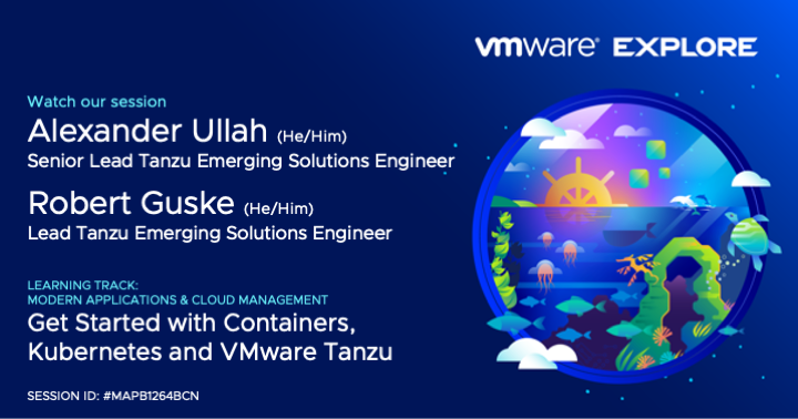 I am thrilled to have the opportunity to speak at #VMwareExplore Barcelona for another year. If you are new to #Containers, #Kubernetes, or #Tanzu, come to @vmw_rguske and my session #MAPB1264BCN "Get Started with Containers, Kubernetes and #VMware Tanzu". vmware.com/explore/eu.htm…
