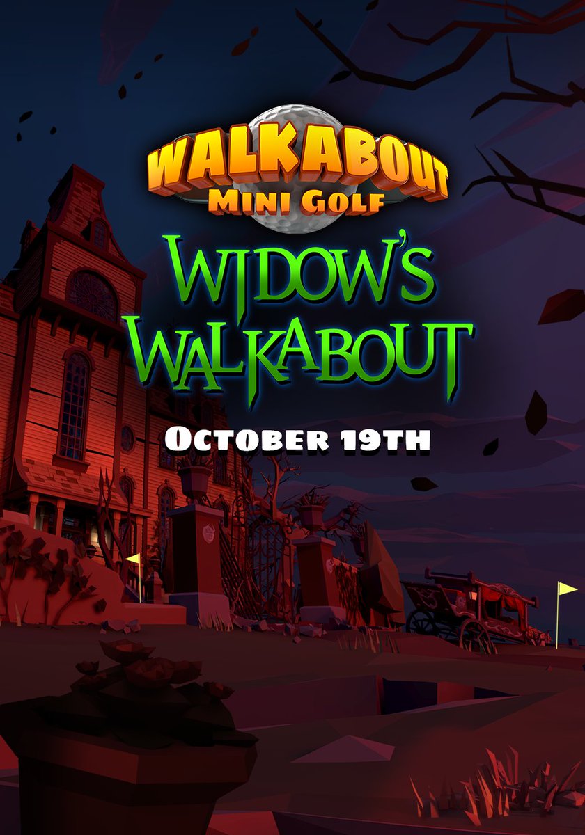 WalkaboutMG's tweet photo. Enter if you dare on October 19th... "Widow’s Walkabout" is the decaying manor on the cliff that you’ve been waiting to sneak into—with haunted mini golf, eerie surprises, and hints to a secret story around every shadowy corner! https://t.co/lkDvm8e7t1