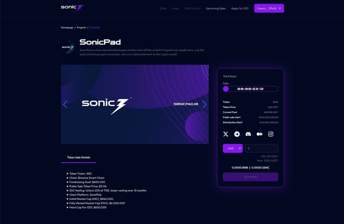 Zain_Onchain's tweet photo. 📣 We are thrilled to announce that SonicPad Pre-sale today at 18:00 UTC, and the hype is off the charts! 🚀🔥 

🚀 Join us to participate in IDO: https://t.co/7Q26sygzpN 

🚀 Tier-1 CEX listing on October 12th! 📅

✅X: @SonicPadIO 
✅Website: https://t.co/Ehji54BnaJ
✅Join Telegram: https://t.co/sUqnzIbQEF

#sonicpad #IDO