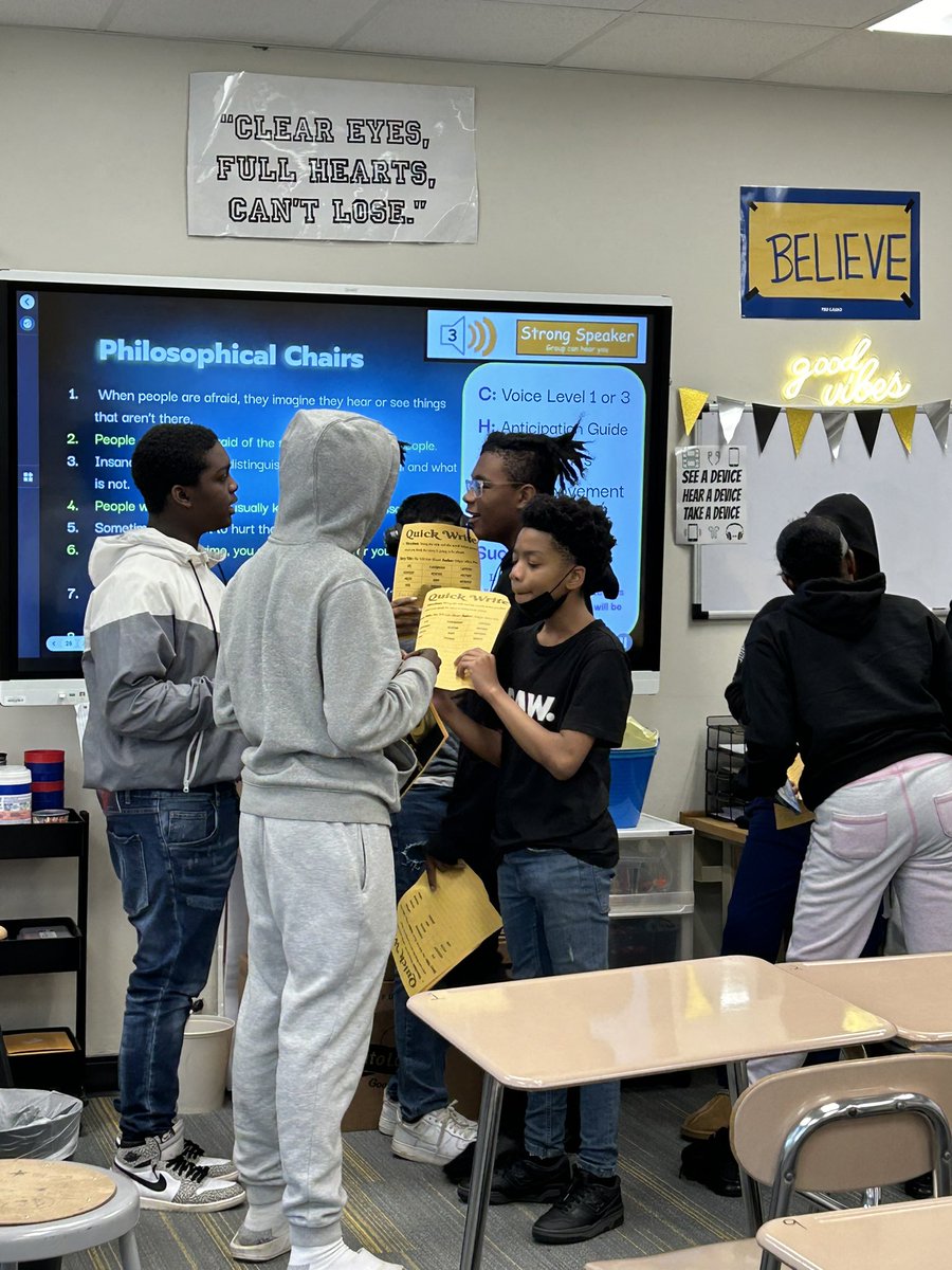 dcopelandROXMID's tweet photo. Philosophical Chairs to introduce our new text, The Tell Tale Heart! #avidstrong https://t.co/4WKFvh7vqq