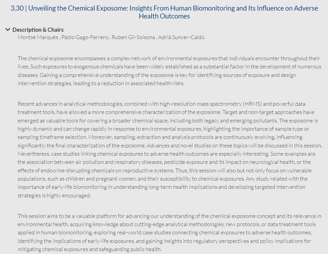 ASunyerCaldu's tweet photo. @montsemarquesb, @PGagoFerrero, @T_Molecular and myself are awaiting your abstract submission! 📝 Dive into the session's abstract below ⬇️⬇️ #exposome #HRMS #TeamMassSpec #biomonitoring #analyticalchemistry #exposureassessment #target #nontarget https://t.co/mi08pt44D0