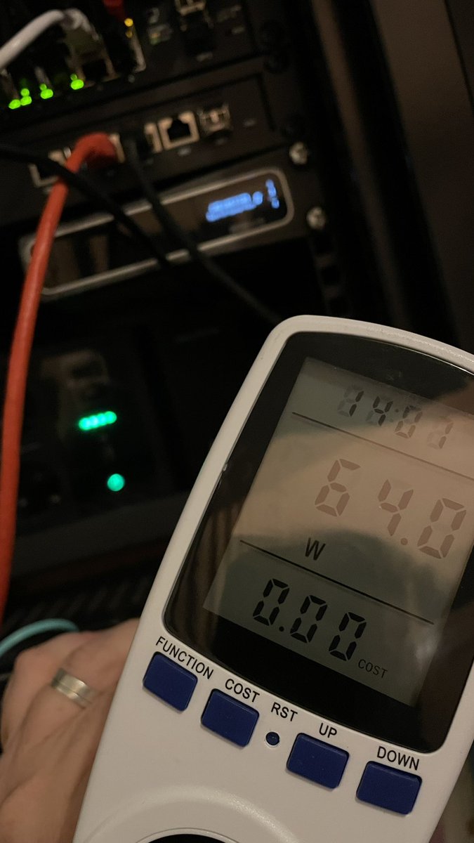 dirkjandevries's tweet photo. @widodh Edgeswitch 16 port PoE with connected devices approx. 63-64watts. https://t.co/F8sKiEhRPH