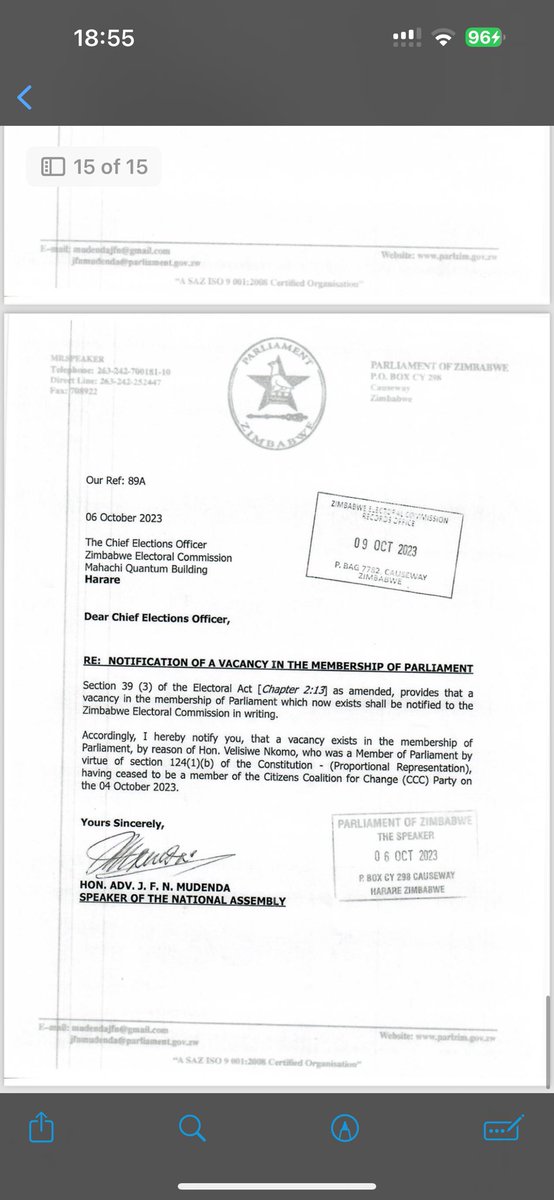 TelegraphMail's tweet photo. MPs for Nelson Chamisa’s CCC have been recalled from parliament. Their seats have been declared vacant and by-elections will be held in all those constituencies. https://t.co/9jaJOt5ySx