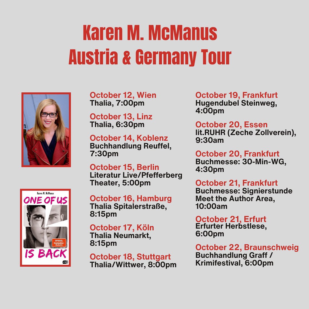 So excited to be heading to Austria & Germany this week! Here’s where I’ll be, more info here: penguin.de/Termine.rhd?se…