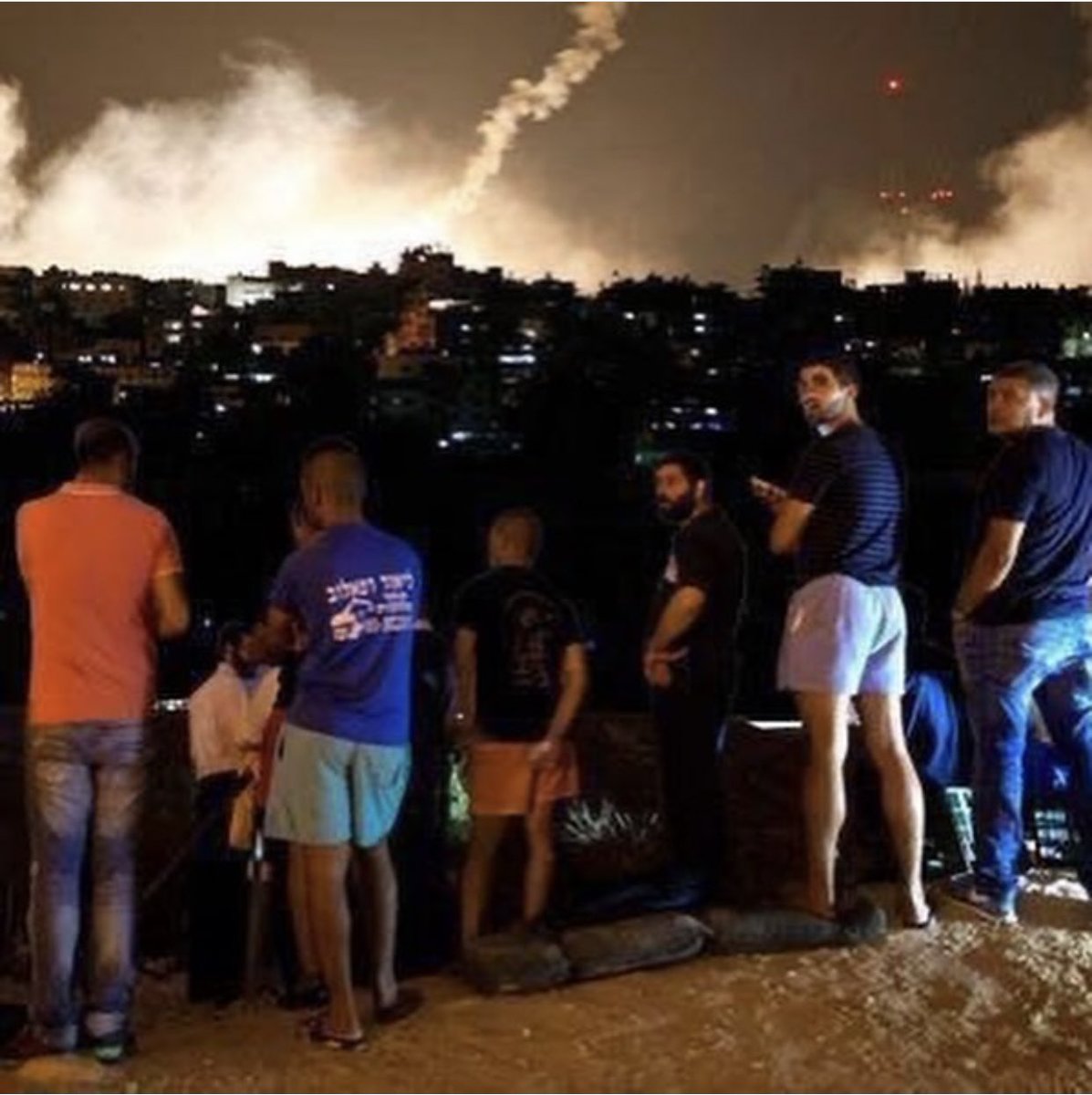 LaithAbuJoda's tweet photo. Innocent #Israelis watching bombs drop on #Gaza kids , on the #Palestinian families …

Yes sooo innocent … 

#FreePalastine 
#IsraelPalestineWar https://t.co/znqMnaCMGS