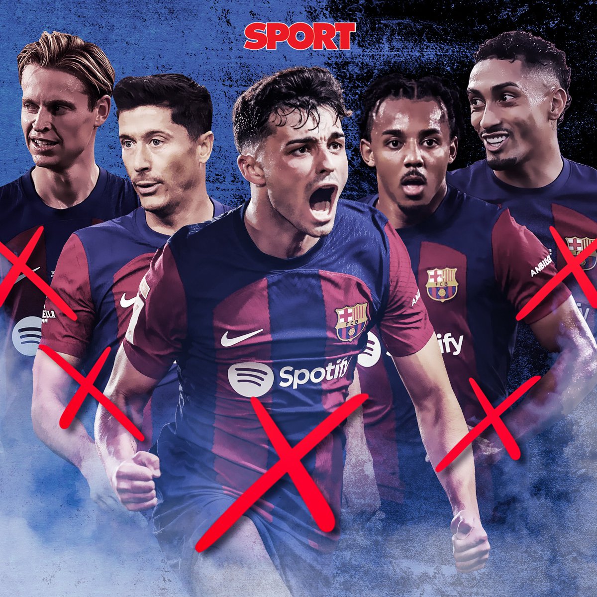 sport's tweet photo. 🚨🚨 ¡Decretado el estado de alarma en el Barça!

🚑 De Jong
🚑 Lewandowski
🚑 Pedri
🚑 Koundé
🚑 Raphinha
🚑 Lamine

⚠️ La plaga de lesiones, como la pasada temporada, llega en un momento clave, tanto en Champions como la Liga

✍️ @sanantheone 

https://t.co/6WefkxbM1z