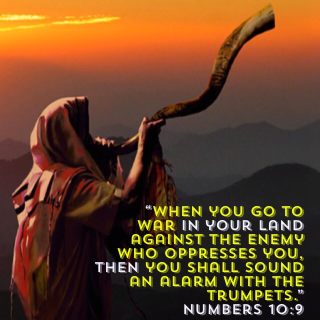 Liz_529's tweet photo. “When you go to war in your land against the enemy who oppresses you, then you shall sound an alarm with the trumpets, and you will be remembered before the LORD your God, and you will be saved from your enemies." - Numbers 10:9 https://t.co/KOhM1l0bEr