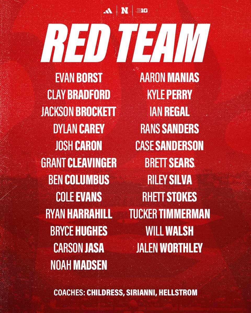 HuskerBaseball's tweet photo. The rosters are set for the annual Red-White Series.

Which team are you pulling for? 🔴⚪️ https://t.co/5d4HKseyPS