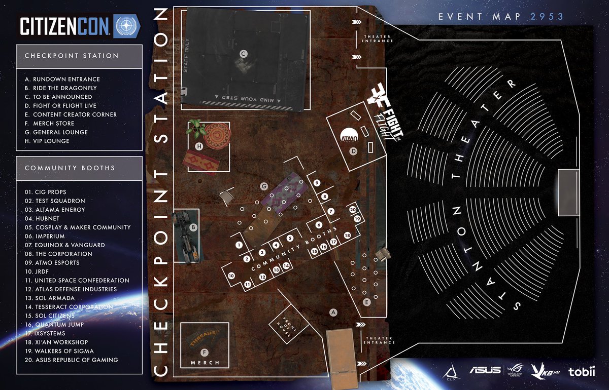 Le programme de la #CitizenCon 2953 est sorti ainsi que la Map. De la hype en perspective. 
Mettez aussi à votre agenda le Bar Citizen de la veille à Los Angeles dès 18h30!
#starcitizen #barcitizen #citizencon2953