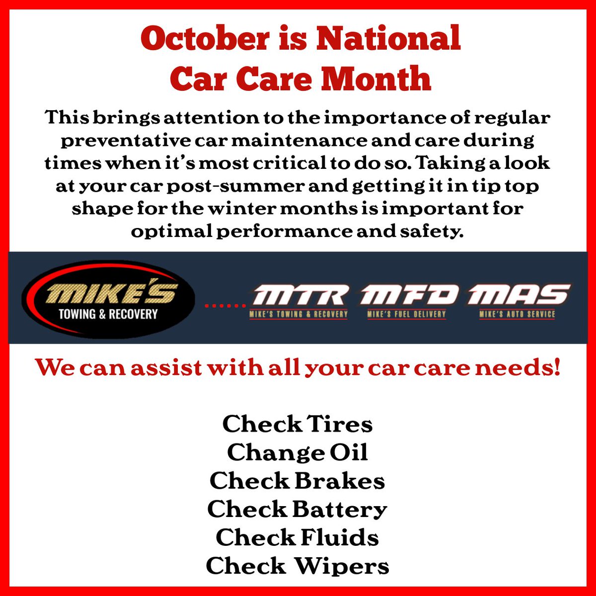 MAS_MTR's tweet photo. Call to schedule an appointment today! 908-722-2122
#mikesofnj #mikesautoservice #njinspectioncenter #tires #batteryreplacement #oilchanges #wiperblades #steering #heat https://t.co/JK0p7qed9J