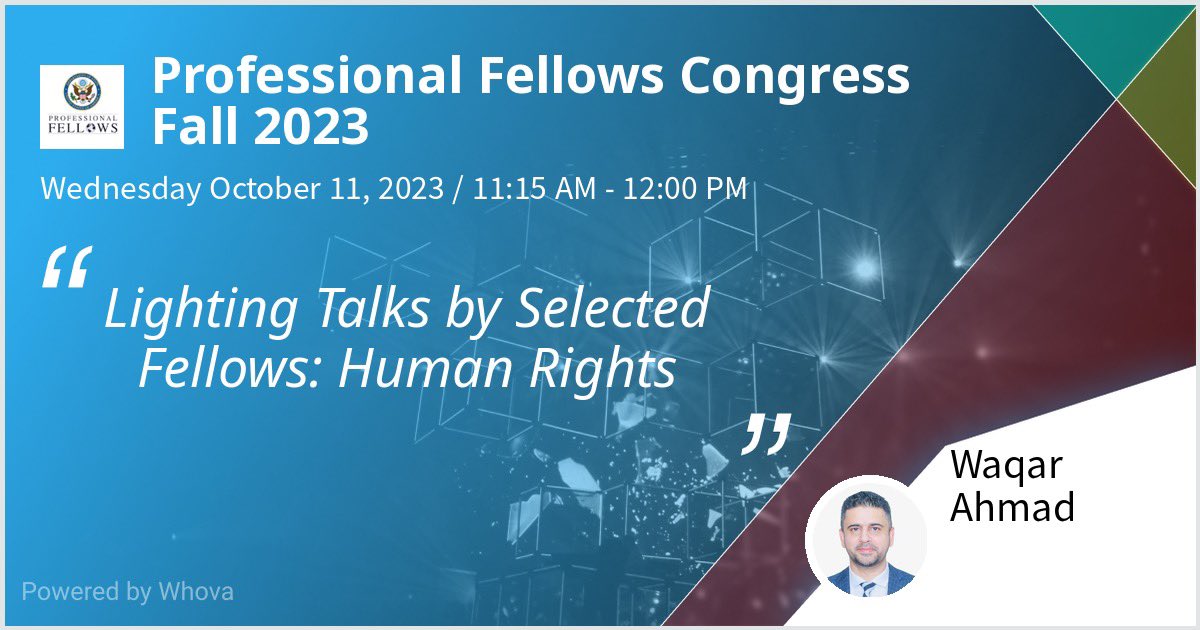 I am speaking at Professional Fellows Congress Fall 2023 on Human Rights. 

Please check out my talk if you're attending the event! #PFCFall2023 #ProFellows #ExchangeOurWorld #ECAGlobalLeaders