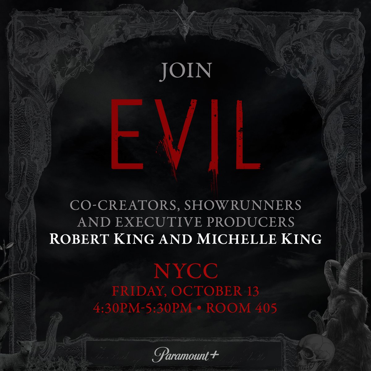 No better way to spend Friday the 13th. 😈 Join us for a conversation about all things #EvilSeries and an exclusive look at Season 4.👀😈 #NYCC