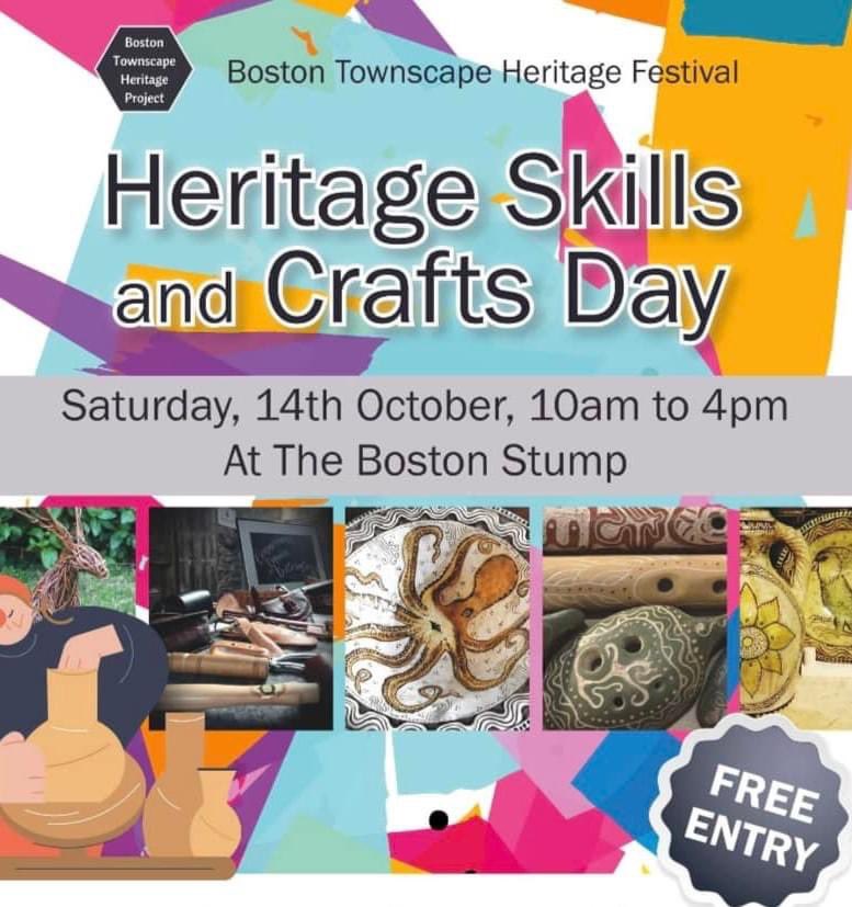 🕰️ Discover the Past at Heritage Lincolnshire Skills and Craft Day at Boston Stump! 🎨

🎉 FREE ENTRY

Traditional heritage skills & crafts that have shaped our history. From woodworking to pottery

#HeritageSkillsDay #Craftsmanship #BostonStump #HistoryUnveiled