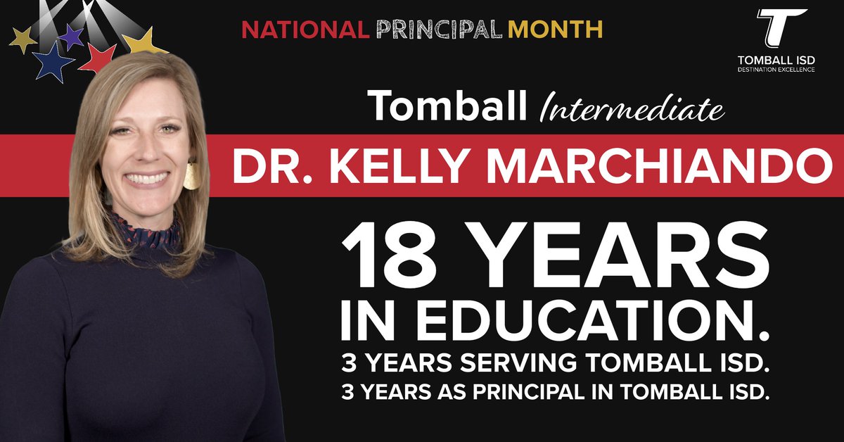 TomballISD's tweet photo. @TISDTSA @TISDNIS @TISDTJHS @TISDCES @TISDTMHS @TISDDPES @TISDWCES National Principal Month! #CelebrateTISDPrincipals

★ @TISDTIS Principal Dr. Kelly Marchiando ★

"Being a Principal means exuding a passion for our campus and all who enter it; supporting staff and students as they strive to reach goals and be the best version of themselves." https://t.co/327vEGlc73