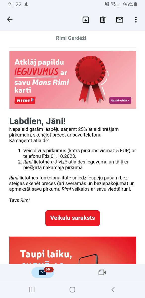 AntonsJanis's tweet photo. Paldies @RimiLatvija par superīgo epastu ar gramatikas kļūdu un piedāvājumu, ko saņēmu šodien (09.10), kuru varu izmantot līdz 01.10! 🤩 https://t.co/28pAFwcbiM
