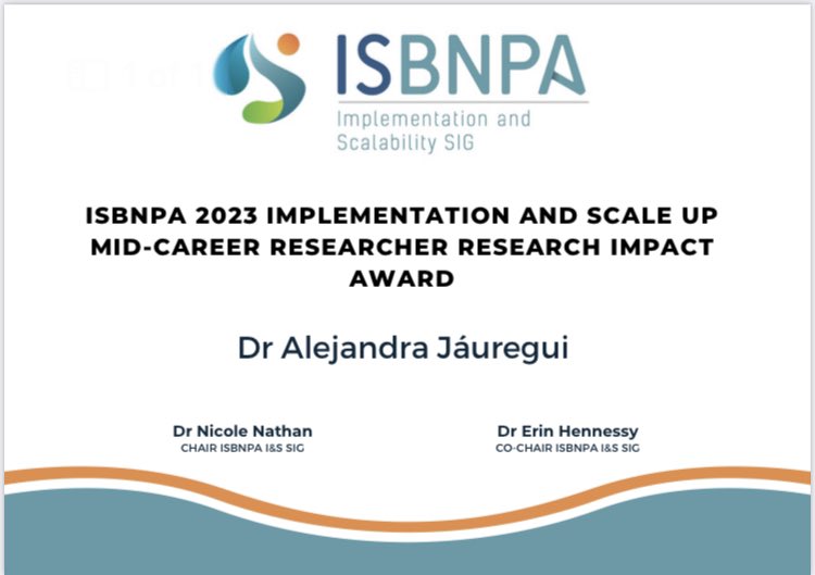 #ProudMentor moment!!! Congratulations to Dr. Alejandra Jáuregui @2ajm for this well deserved recognition. The field of physical activity research in Mexico has boomed with your leadership and passion! Muchísimas felicidades por tan merecido reconocimiento Ale!💪🏽🇲🇽👩🏻‍🔬 @ISBNPA