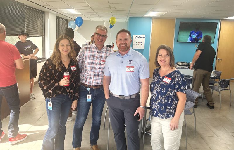 ElevateCorp's tweet photo. We re-opened the Fort Worth offices after a few months of renovations. These renovations allow for closer collaboration and enhanced workspaces for our team members. We celebrated with a little happy hour and of course watching the Rangers advance! https://t.co/Nel5Oyxn4G