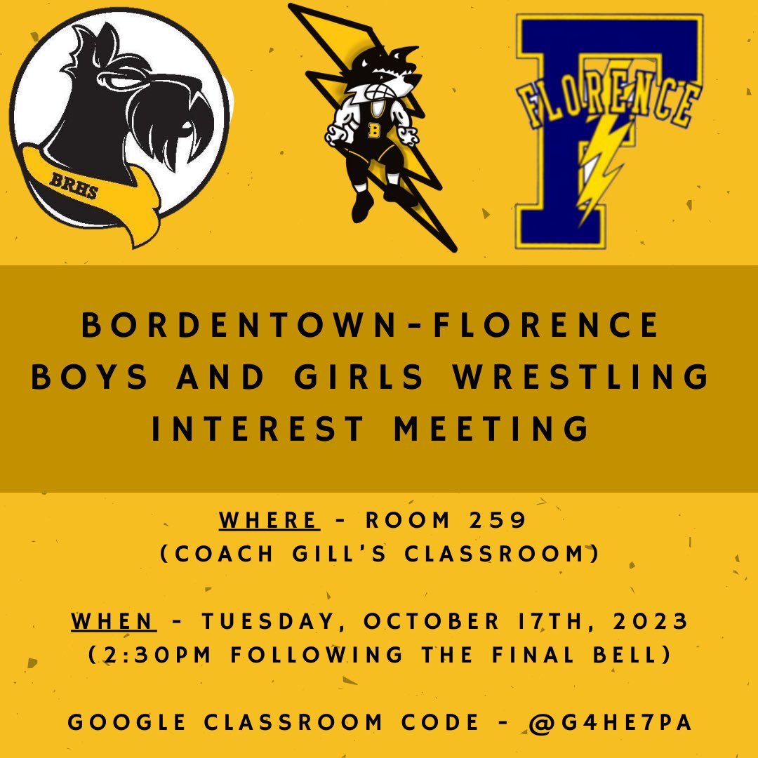 ScottiesWrestle's tweet image. 🐾⚡️ NEXT TUESDAY  🐾⚡️

2023-2024 Interest Meeting for ANYONE interested in being apart of the Boys or Girls Wrestling program will be taking place NEXT TUESDAY in Room 259

A separate meeting is currently being scheduled for ANY Florence student-athletes and will be shared ASAP