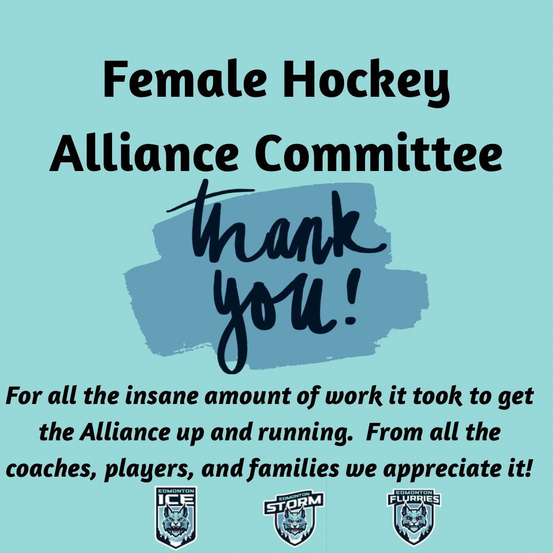 THANK YOU for your dedication to female hockey and growing our sport, bringing the female players together, and giving us the opportunities for the game we love to play!

Edmonton Female Hockey Alliance
Hockey Edmonton
#weareefha
#efharoar
#efhastorm
#efhaice
#efhaflurries
