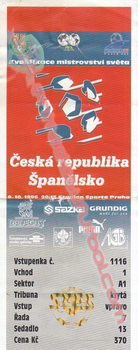 📆 9 de Octubre 1996

🇨🇿@ceskarepre_cz 0-0 @SeFutbol 🇪🇸
 
🏟️ #GeneraliArena #Praga 🇨🇿
🏆 Clasificacion Francia 98

📢📢 entradasyfutbol.com

#entradas #tickets #futbol #collector #footballticketcollector #footballtickets #españa #uefa #fifa #spain