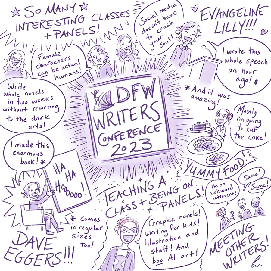A *mostly accurate* illustrated account of my weekend at the <a href="/DFWCON/">Dallas/Fort Worth Writers Conference</a>!