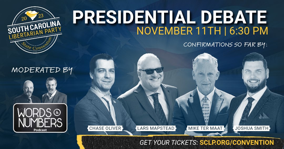 SCLP_Official's tweet photo. The debate is free and open to the public. Early bird pricing for convention tickets ends Oct 11. https://t.co/JyPJOhtBtg