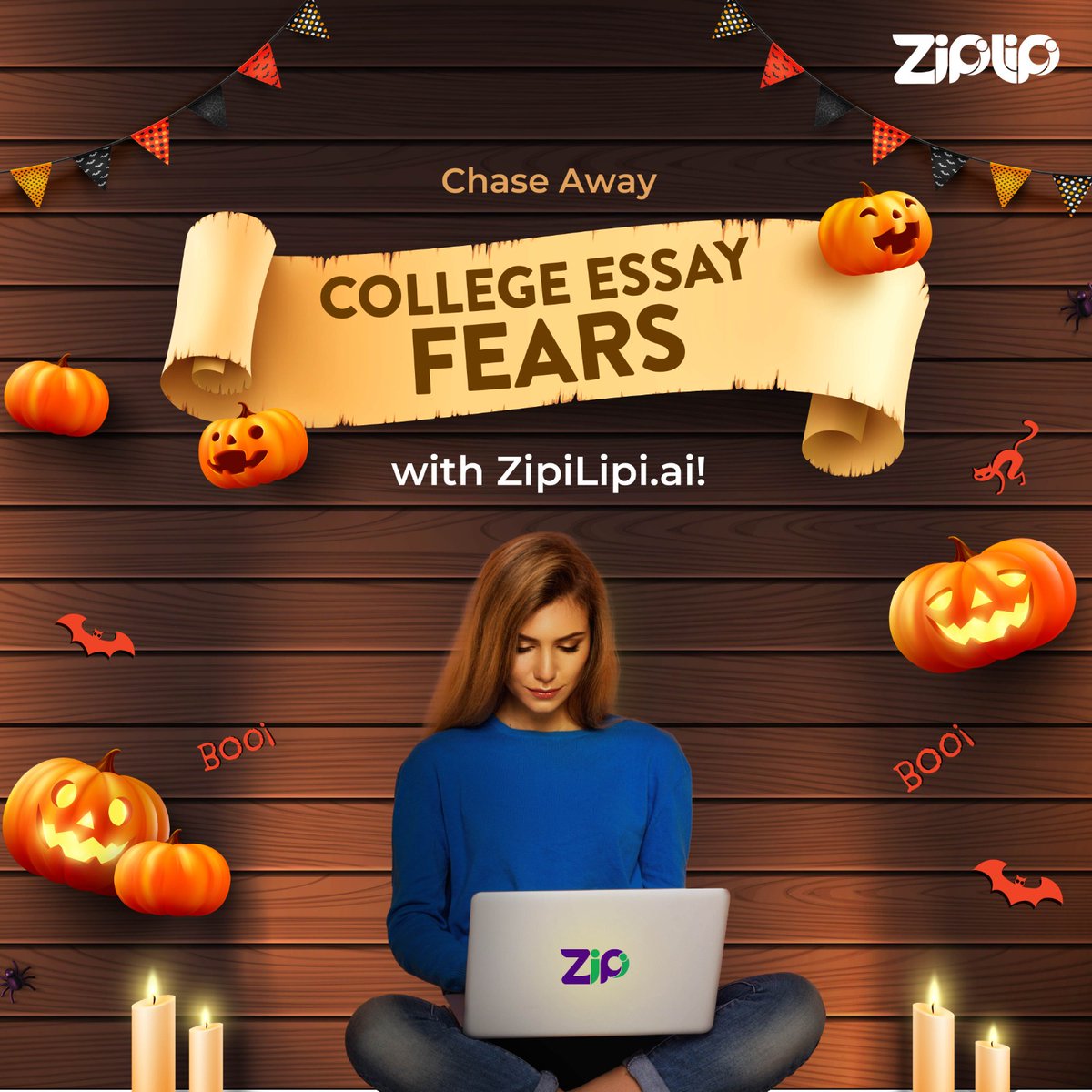 ZipiLipiAI's tweet photo. Don't let the ghost of college essays haunt you. With ZipiLipi by your side, send those fears running! 🎃👻 #MotivationMondays https://t.co/1nSgB8xesi