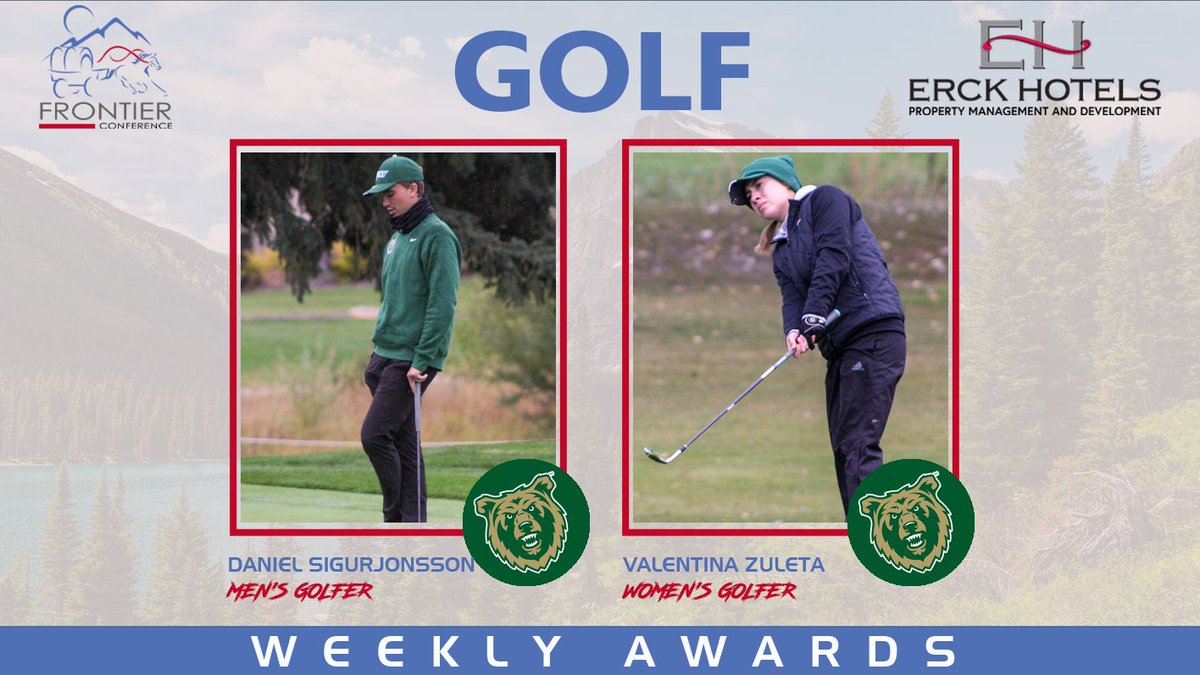 FConference's tweet photo. Erck Hotels Golfers of the Week
MEN: Daniel Sigurjonsson, @BattlinBears
WOMEN: Valentina Zuleta, @BattlinBears
📰: https://t.co/bk3CAbCad6
#FCgolf #FCsports https://t.co/9rJJROSwuP