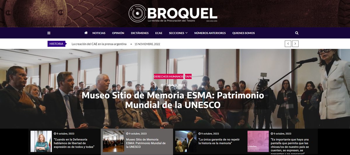 ProcuTesoroAR's tweet photo. Nueva entrega de @revistabroquel con una entrevista a @pietragallahora y una charla con la Directora Ejecutiva del @MuseoSitioESMA, Mayki Gorosito. Compartimos a continuación el índice y los enlaces para acceder a todas las notas del número.

https://t.co/X7hucrynqT https://t.co/WCyQxf9TeO