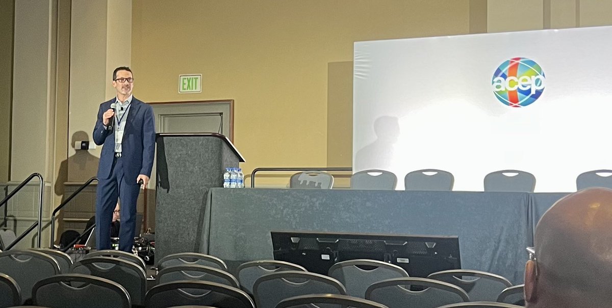 hawkvox's tweet photo. Brett Nicks, Wake Forest emergency physician extraordinaire and my mentor and advisor there, delivering an exceptional lecture on #EDboarding at American College of Emergency Physicians - ACEP. 

#acep23 @ACEPNow @EmergencyDocs @WakeEMresidency @WakeWildMed @WakeForest https://t.co/PurNCWHCXt