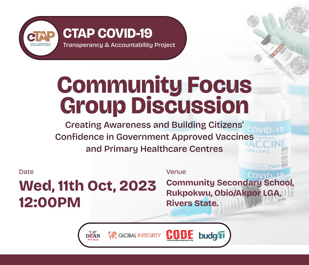 NWOKOCHASMITHC's tweet photo. Rivers State FGD.
#CTAP
#SaveOneSaveAll
#VaccineEquity
#HealthSectorAccountability.
@DEANinitiative
@BudgITng
@Connected_dev https://t.co/LgM8NfjtoW