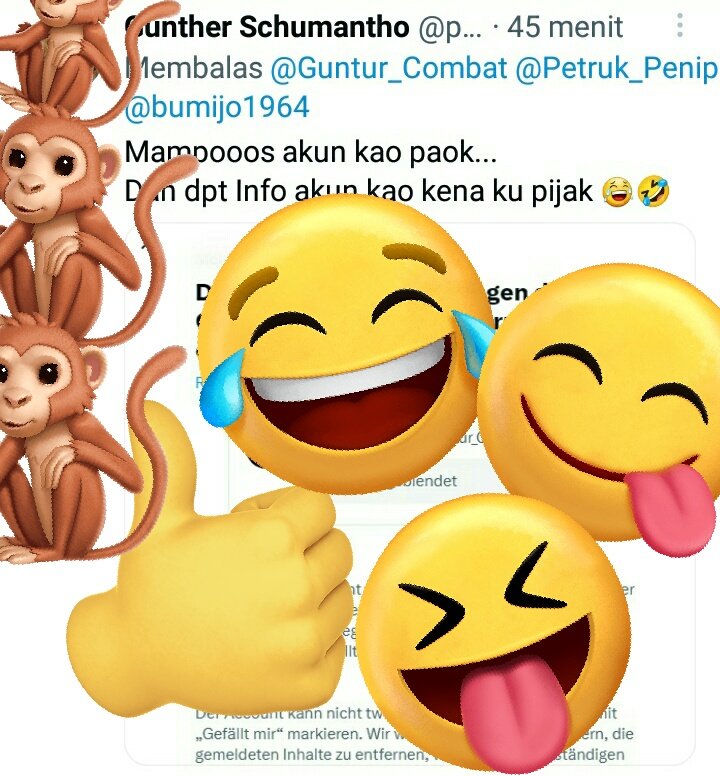 Guntur_Combat's tweet photo. @person_sandora @Petruk_Penipu @bumijo1964 ente klo nti ude dicri same nyang ntuuh pnye no wa jgn lupe mangan wkt pusing2nye msk angin ente kn ckok ude sebar no wa sembrangan
😋😋😗
@person_sandora 🐒🐶🐶🐩🐩🐷 https://t.co/LPeqSG3uV1
