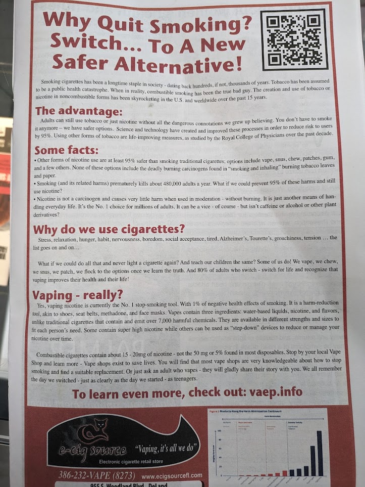 ECigSourceFL's tweet photo. We are in local publications! Be on the lookout for our articles and ads! #vapecatz #ecigsourcedeland #vapingsaveslives #vaping #vapeshop #No2Minors #vapenation #vapesociety #smokefree #vapecommunity #vapefamily #vapeusa #vapeworldwide #vapersarenotcriminals #vapeadvocacy https://t.co/jY4xdUqJ4r