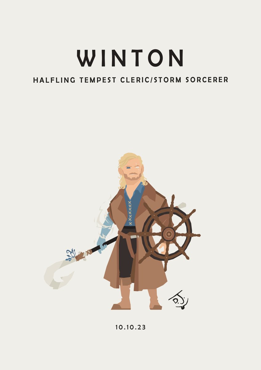 Sketchgoblin's tweet image. Winton Brandybuck grew up in the slums of Carrah on the Island of Westfair. As a teenager he got a job on a merchant ship, where he learned the skills of sailing. One fateful trip his ship was caught in a massive storm and he was tossed overboard by a massive wave.
#dnd #halfling