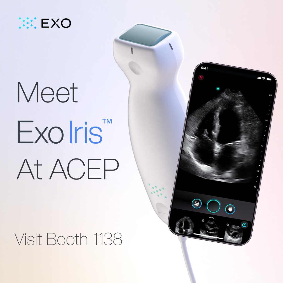 At #ACEP23?@ACEPNow

Meet Exo Iris™, our handheld #ultrasound that brings a #medicalimaging ecosystem to your pocket! Our combined imaging, workflow software &amp; AI provide immediate answers at the point of care.

#ExoIris: hubs.la/Q024RYZr0

#ExoAnswers #POCUS # #MedTwitter