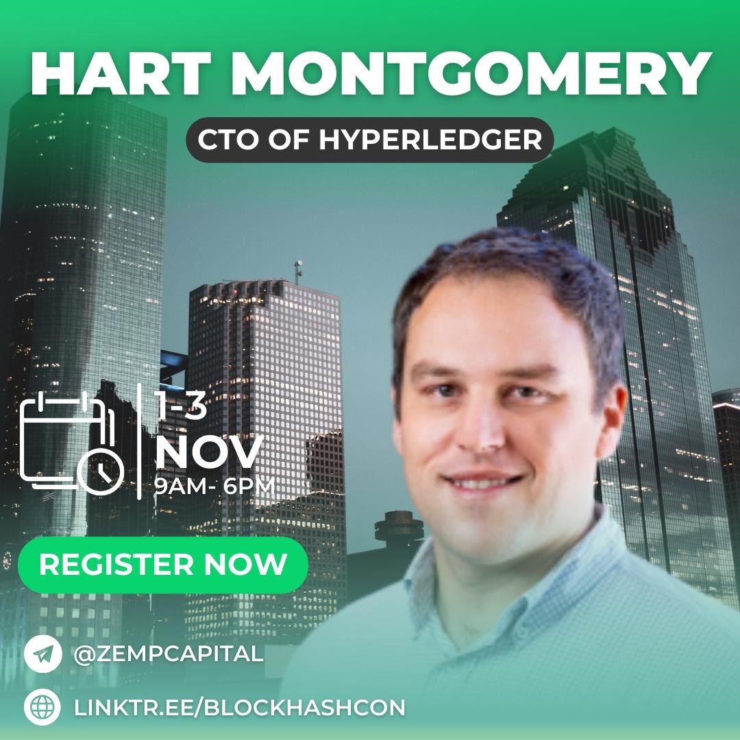 BlockHashPod's tweet photo. Hart Montgomery, CTO of Hyperledger, will be joining us at BlockHash Con in November! 👏

Get Your Ticket Now! 🎟 

https://t.co/5A7BjoRqC4

#blockhashcon #blockchain #crypto #web3 #web3community https://t.co/2YAG3XcN9Z