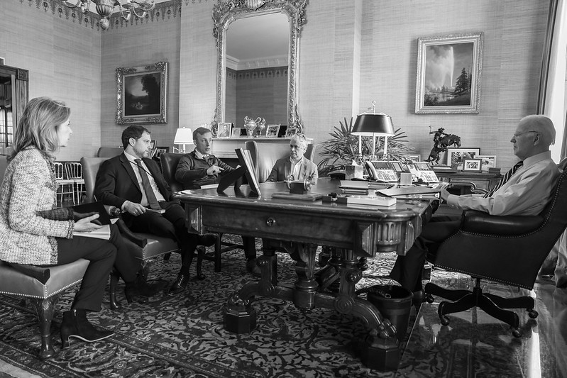 ChrisDJackson's tweet photo. 📸 President Biden meeting with his national security team in his Treaty Room office at the White House earlier today. 

And yes New York Times, he's wearing glasses. 🇺🇸 🇮🇱 https://t.co/k08vRIYI8y