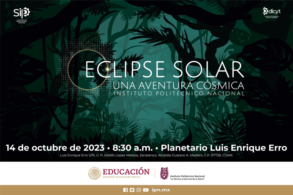IPN_MX's tweet image. El 14 de octubre seremos testigos del #EclipseSolar Anular, te invitamos a observarlo con nosotros, la @IPN_SIP y @DDiCyT prepararon actividades a partir de las 8:30 h en el @PLEE_IPNoficial  y en el @MuseoTezozomoc para el disfrute de este evento astronómico.