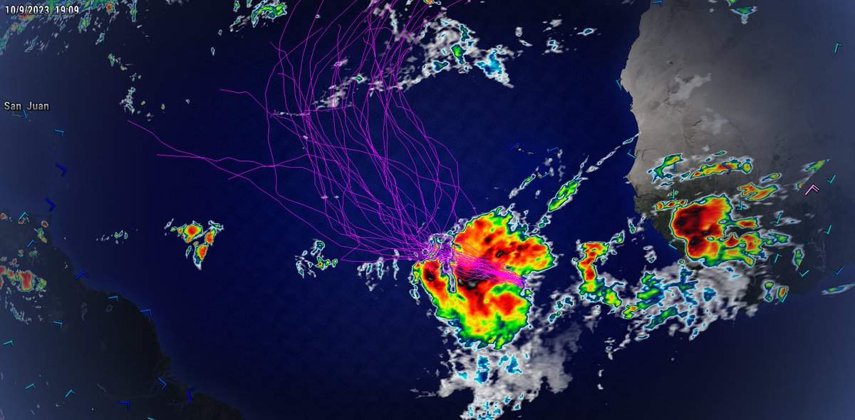 weatherforce11's tweet photo. Invest #92L is becoming better organized and is expected to become a tropical cyclone within a day or two. As previously mentioned, this system will likely take a turn OTS as indicated by most of the reliable model guidance and the GFS ENS (right image). https://t.co/mXrov3H23W