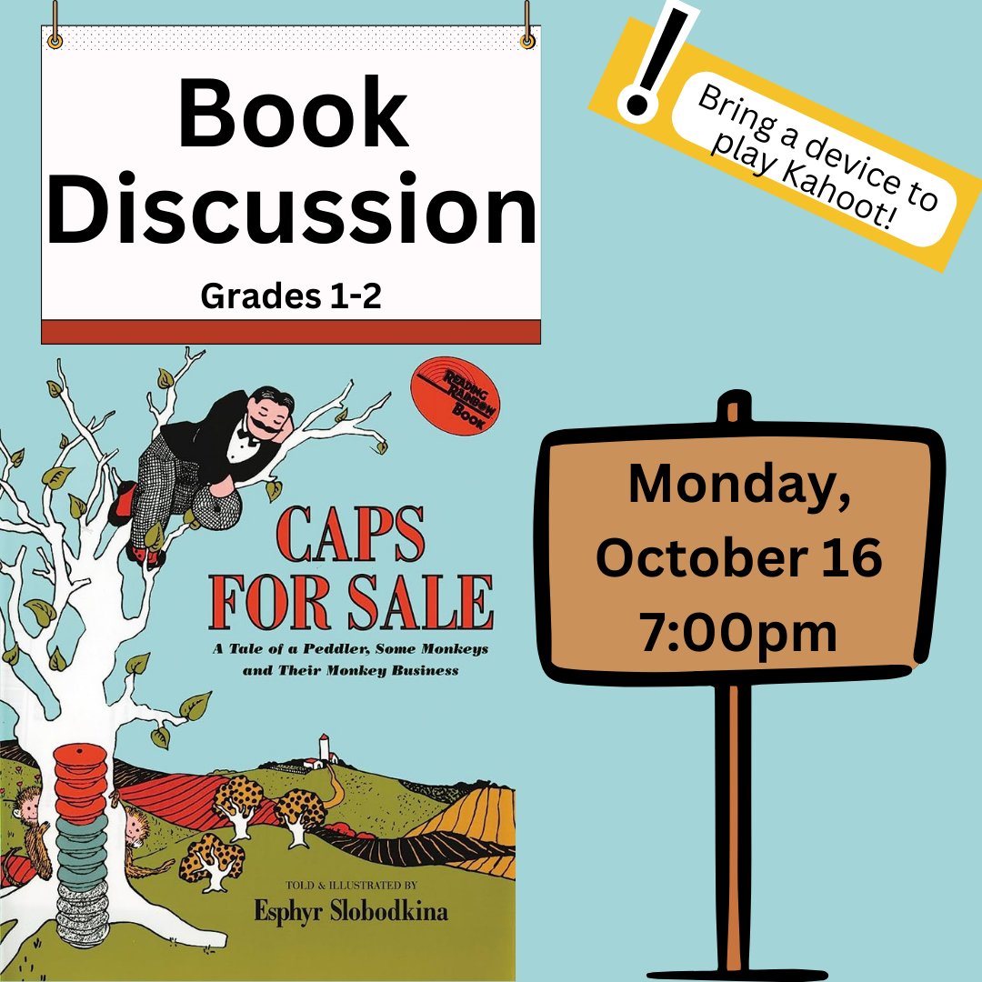 We ask for you to pick up a copy of the book in the Children’s Room and have the book read prior to the program either by the child or a parent reading to the child.
Register on our website!
#JerichoLibrary #JerichoPublicLibrary #KidsLibrary #LibraryPrograms #KidsBookDiscussion