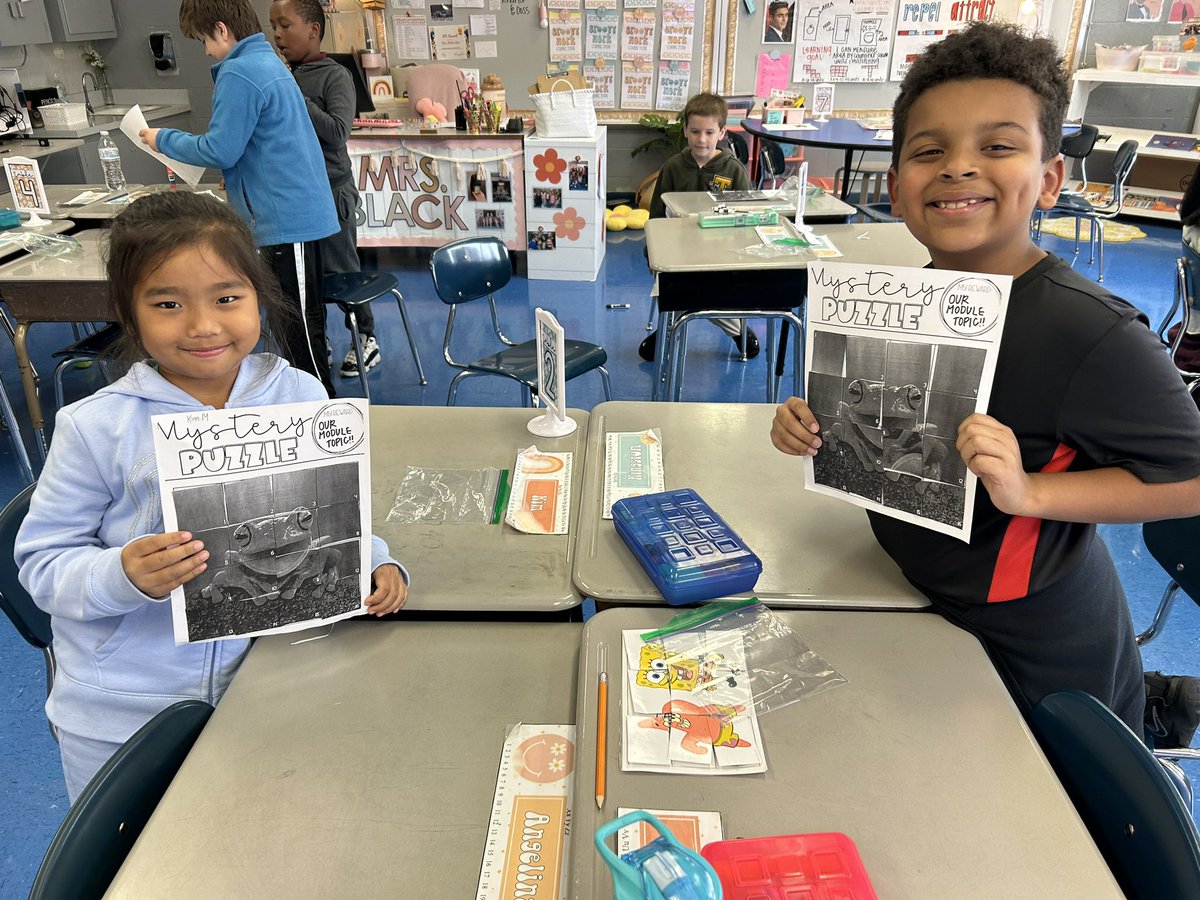 Mrs_Black3rd's tweet photo. Our new module topic is…. FROGS!! Today we completed a mystery picture to find out our new topic and used our close reader tool boxes to explore the parts of a narrative and find the gist! 🐸 #RCSK5ELA @JasonEaton21 @SmyrnaPrimary @MrsAngelineHale https://t.co/Fp3L1YA2HP