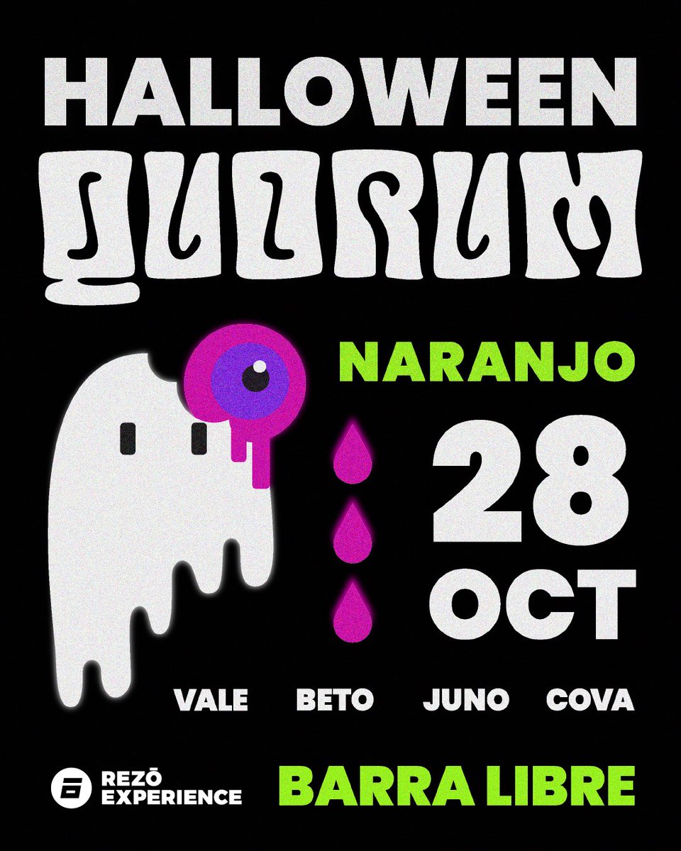 🎃 ¡Sorteo de 2 entradas dobles para Halloween Quorum de
Rezō Experience! 🎃

Para participar retuiteen esta publicación y sígannos en <a href="/rezoexperience/">Rezō Experience</a>.

El sorteo cierra el sábado 14 de Octubre. ¡Buena suerte! 🍀 #HalloweenQuorum #Sorteo
