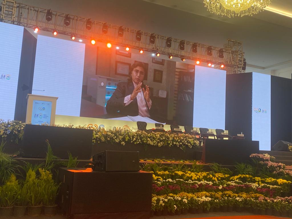 Nanobiosym's tweet photo. It was a real pleasure and my deep honor to give a plenary talk at the G20 Summit on the Future of AI &amp; Digital Innovation in Healthcare and Beyond. The US, India, and other global democracies must work together to bring higher consciousness to AI  and our planet. #G20Summit https://t.co/X0T7Hk3tcT