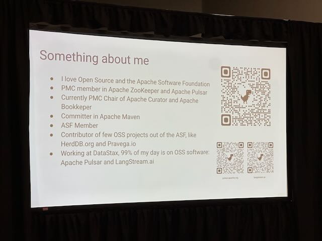 Great to see @eolivelli bringing fun QR links from his slides to more details - here at #COC2023 in the #Community track, we're discussing a key topic: Having Hard Conversations on Mailing lists #OpenSource @apacheCon