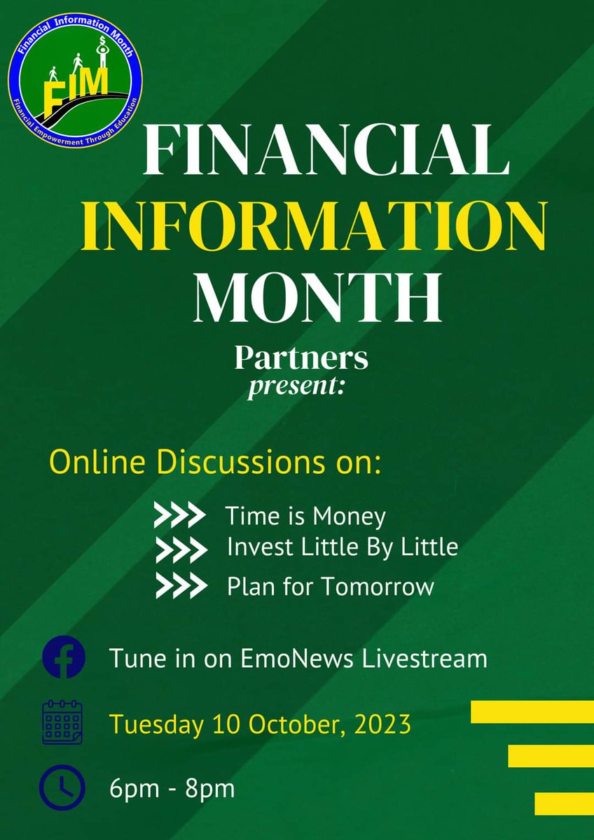 FinanceFocus767's tweet image. ✨#FinanceFocus celebrates #FinancialInformationMonth Under the theme Wealth Creation for #Financial Resilience✨

✅We will also be hosting one of the sessions held on Tuesday 10th October 2023 6pm - 8pm ✅

✅✨ Time is Money | Invest Little by Little | Plan for Tomorrow ✅✨