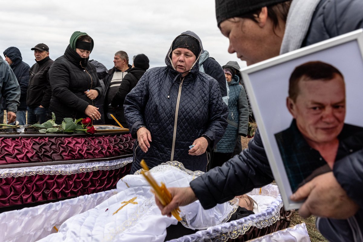 Some of the victims of the attack at the cafe in Hroza in the Kharkiv region have been buried today at the local cemetery. Officials said one-third of the village was killed by the airstrike.

<a href="/GettyImagesNews/">Getty Images News</a> 
#Ukraine 
#Kharkiv 
#Hroza
