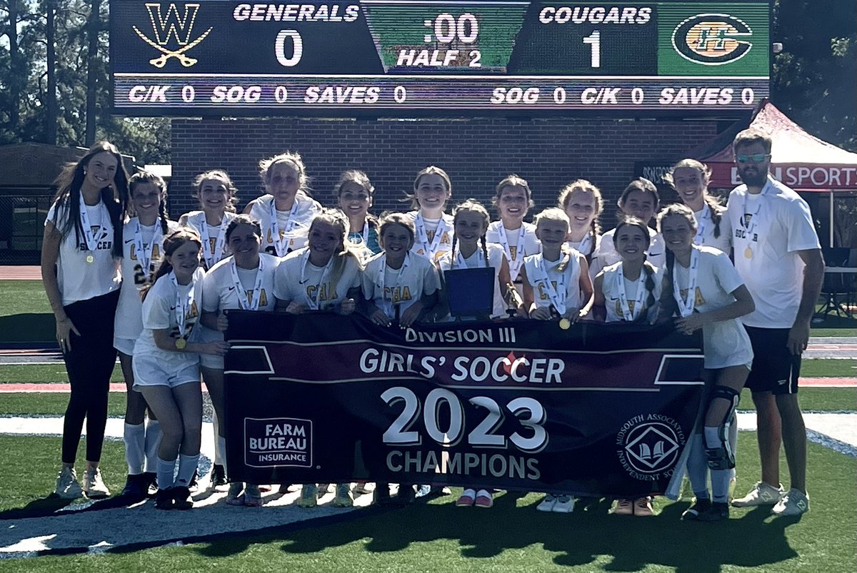 Congratulations to the 2023 Girls’ Soccer Division III Champions, Central Hinds Academy.  The Lady Cougars defeated Washington School, 1-0.