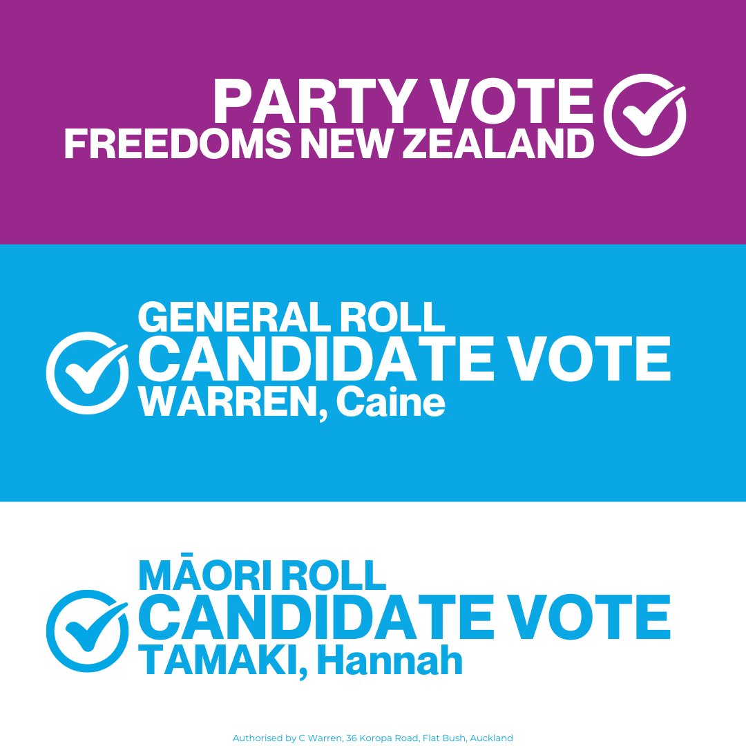 ⏳ Only 4 days left until the NZ elections 2023!

🗳️ Let's make these final moments count and choose progress, unity, and a brighter future.

🇳🇿 Vote! WARREN, Caine for Manurewa, the change we need! 🌟 #VoteWarrenCaine #NZElection2023 #YourVoiceYourChoice #PartyVoteFreedomsNZ