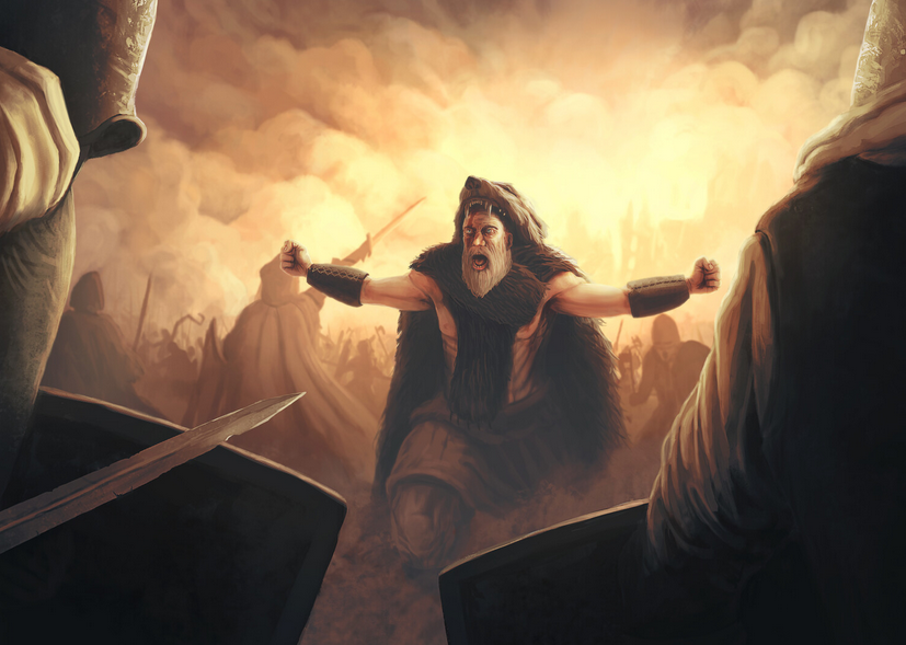 ValhallaPlus's tweet image. Berserkers, 'Berserkir' in Old Norse, were warriors who fought in a trance-like state, often howling and biting their shields, until they became weak and exhausted.
They are often depicted wearing a 'bjarnarhǫfði' (a bear-head) and not wearing body armor.
🖼 By Jonathan Gebel.